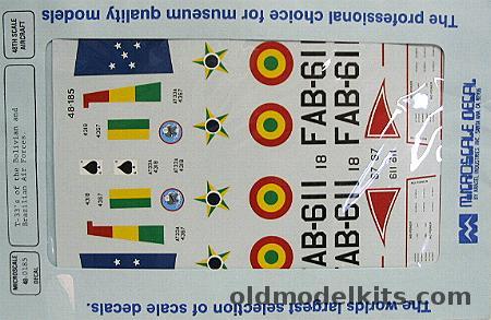 Microscale 1/48 T-33 Bolivian and Brazilian Decals, 48-0185 plastic model kit
